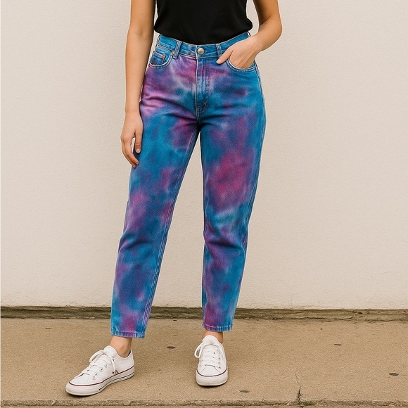 Levi’s Vintage 550 Red Tab Tie Dye Mom Jeans 29x29 High Rise Ankle Boho Festival - Picture 14 of 14